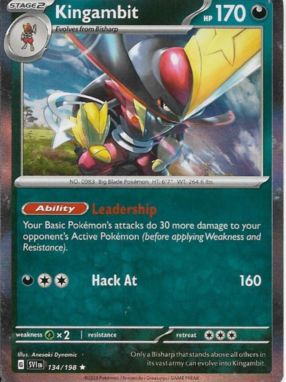 Pokemon Kingambit 134/198 Scarlet & Violet Base Holo P